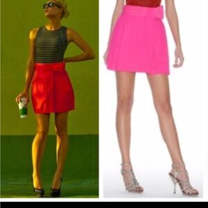BCBG MaxAzria Runway Pink Sz0 Silk Skirt w Bow